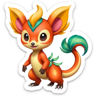 Colorful Exotic Meloetta-Chimchar-Virizion-Venom-Stitch-Fakémon-creature-hybrid sticker