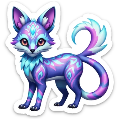 Icy floral shiny colorful neon bright vibrant patterned Genet-Absol-Zeraora-Primagen-fusion-creature  sticker