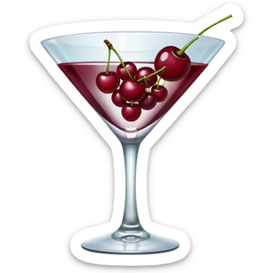 martini glass with burgundy cherries sticker