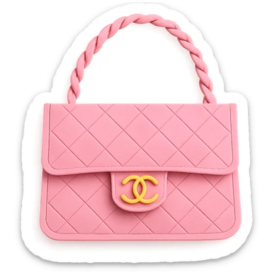 pink Chanel purse, layered paper look sticker
