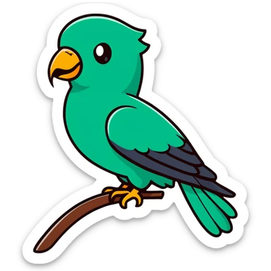Minimalist Maya-style quetzal bird as message delivery symbol, white and deep green only, flat design with clean lines sticker