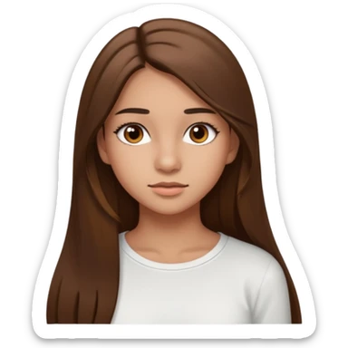 make a teenage 17 year old woman emoji with straight long brown hair and brown eyes with pretty eyelashes wearing a white top latina baddie sticker