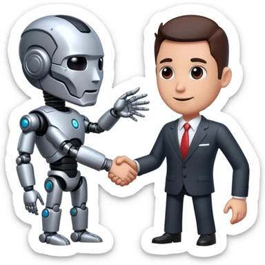 cyborg handshake with business man sticker