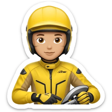 dirtbike rider in yellow gear signing autographs sticker