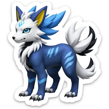 WereGarurumon-Zeraora-Renamon-Absol-fusion-hybrid-creature (full body sticker