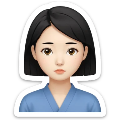 Korean woman, East Asian features,
female human face avatar only,
headshot portrait, face only,
thoughtful and calm expression, sensitive mood,
neutral face, minimal expression,
natural black hair, simple hairstyle,
clean background,
no clothes, no body, no accessories,
no cartoon, no fantas sticker