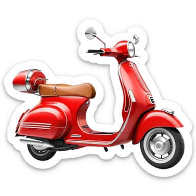 Cinematic Realistic Vespa Pop Culture Emoji, depicted as a sleek vintage scooter symbolizing Italian style rendered with dynamic detail and retro lighting. sticker