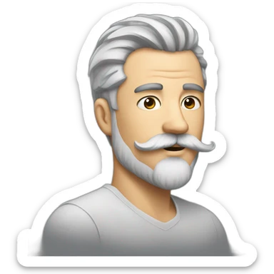 Contemporary dancer man, mustache and beard, undercut gray hairs,  sticker