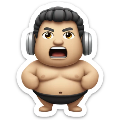 Sumo wrestler singing into microphone sticker
