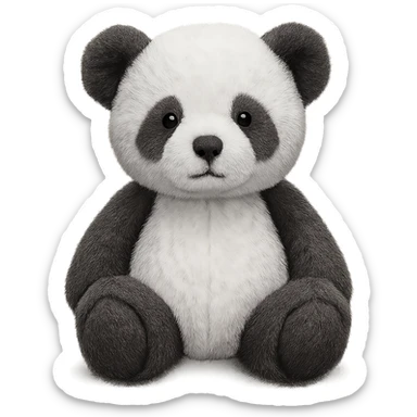 Change the teddy bear's fur to black and white, keep it soft and plush, no shadows, flat lighting, no background. The style should maintain the look of the original teddy bear image. sticker