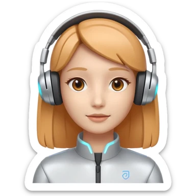 AI Call Agent holo-human-like Cyber AI face, warm, calm and friendly. Holographic look.Soft AI face with a listening, welcoming expression, minimal facial lines, calm eyes. Light headset. Super minimalistic.  sticker