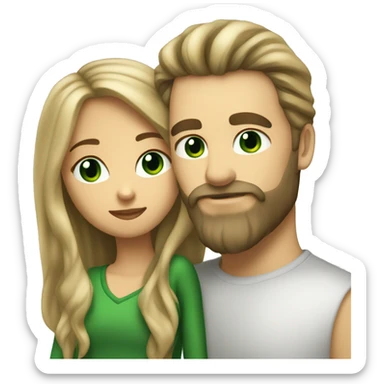kiss-kiss dirty blonde haired man with beard and girl green eyes and very long dark blond hair sticker