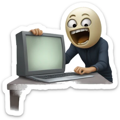 person playing the scary maze game on their computer getting scared sticker