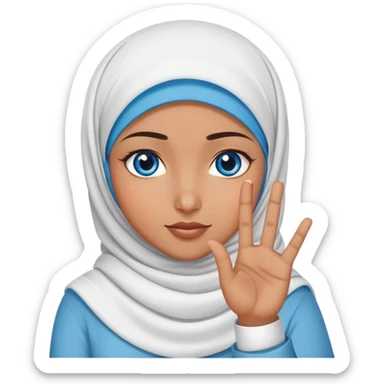 Turkish beautiful finish Konya girl blue eyes with hijab and saying no with hand gesture sticker