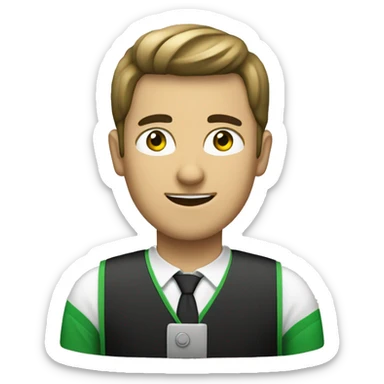 arquitecto con casco blanco ojos verdes pelo negro sticker