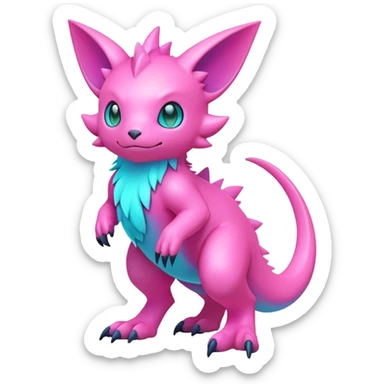 lush pastel-bright-vibrant warm-colored modern colorful neon-colored Fakémon-Digimon-Fionbri-Trico-creature (full body) sticker