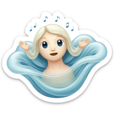 A floating creature that sings by pushing air through hollow chambers in its body like a living wind instrument. Its tone shifts as it drifts higher or lower. sticker