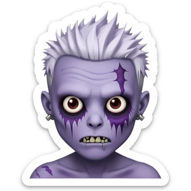 Purple pale skinned zombie boy skin so with white spiky hair. Nose and ear piercings. Emo. sticker