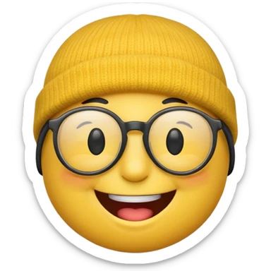 smiley emoji wearing a beanie and glasses sticker
