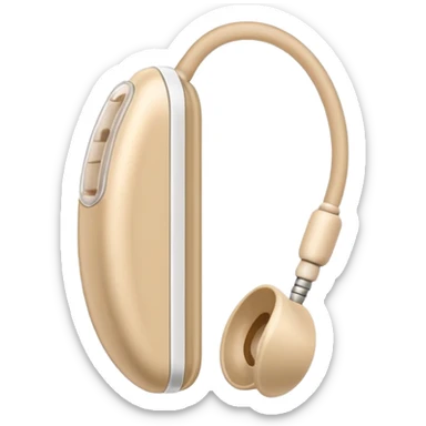 Telinga aid, hearing aid color beinge tapi earmold color white  sticker