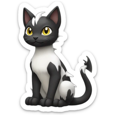 Sitting-Black-and-White-cat-dragon-type-pokemon sticker