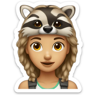 girl mixed with a racoon animal sticker