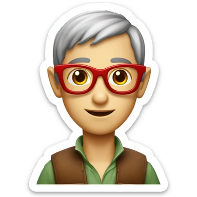 Elfe avec cheuveu rouge et lunette carré sticker