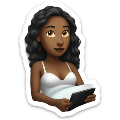 Girl in bed with kindle  sticker