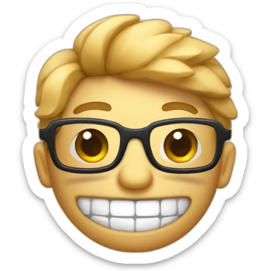 Itello avec un appareil dentaire et des lunettes qui lève le doigt sticker