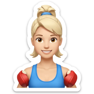cute fitness coach portrait, head and shoulders only, sporty tank top, friendly smile, strong look, 3D cartoon, mobile game icon style, clean background, no text, no watermark
 sticker