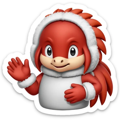 Sonic the hedgehogs friend knuckles a red animal with peach arms and white mittens that have no fingers , he’s a echidna with red eyes sticker