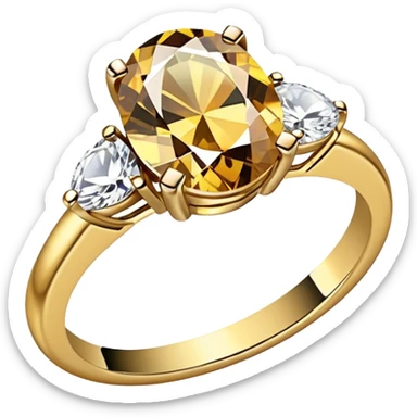 a gold diamond ring, plain band and large oval diamond stone sticker