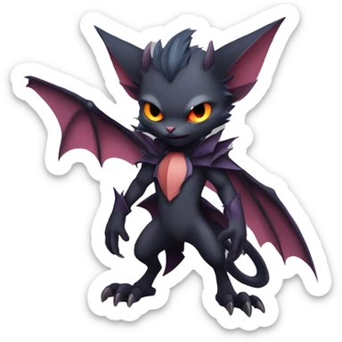  Kawaii Edgy Cool Vampiric Beautiful Noivern-Nargacuga-Litten with big Bat Ears full body sticker