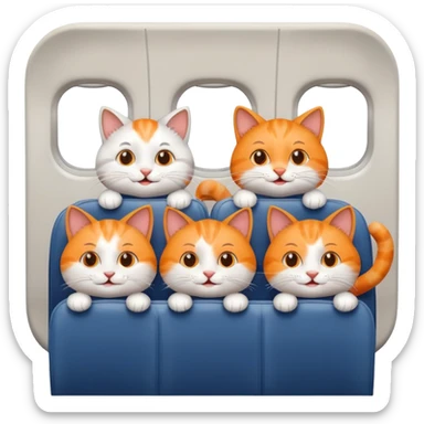 4 happy cats on an airplane sticker