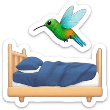 emoji de un colibrí acostado en una cama durmiendo  sticker