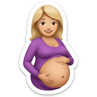heavily pregnant woman with extremely large overdue belly sticker