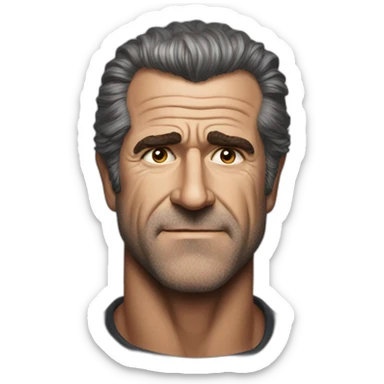 Mel Gibson portrait without smile sticker