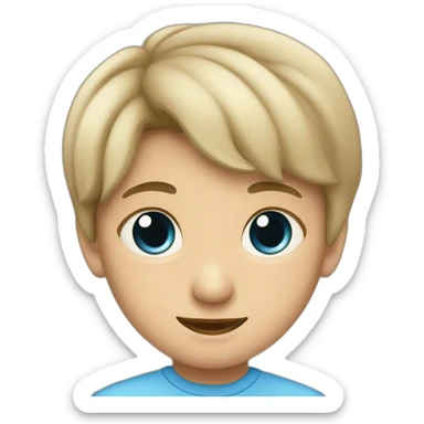 un niño con pelo liso y cafe medio claro con ojos azules sticker