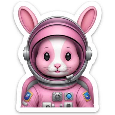 pink rabbit astronaut sticker