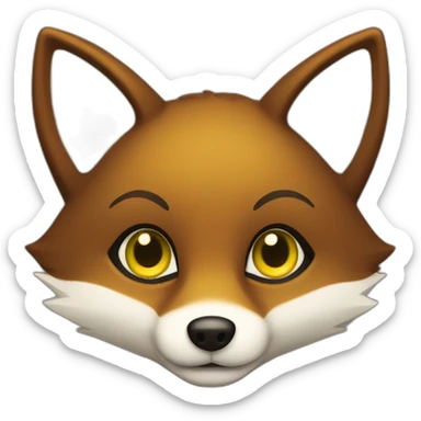 small dark brown fox with yellow eyes and a dark green hood that smile sticker