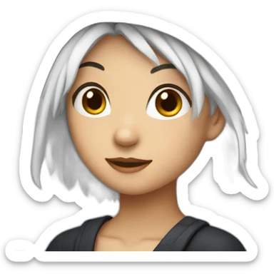 Young witch with white hair and cap sticker