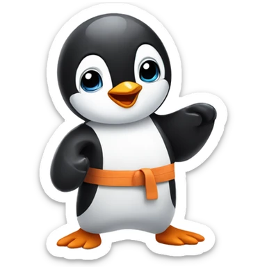 Baby cute penguin doing karate sticker