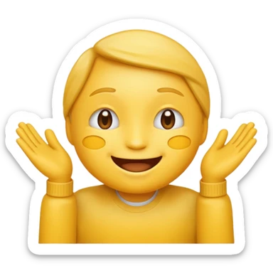 Face with person giving themselves a high five. use the standard yellow emoji with hands should be touching with visual showing a clap sticker
