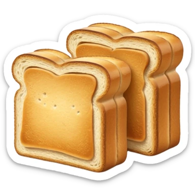 pair of crisp rectangular toast slices, golden-brown edges, airy texture, stacked or overlapping, soft lighting, subtle shadows, emoji scale sticker