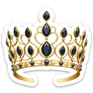 gold tiara with obsidian jewels sticker