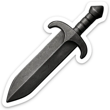 Recolor this bronze greatsword to a slightly worn iron, keep the same shape, realistic metallic iron, emoji style, transparent background. sticker