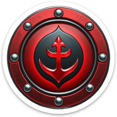 iOS sticker, dark fantasy amulet, black base, red symbol, minimal sticker