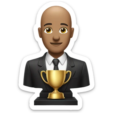 Trophy of a handsome bald man sticker