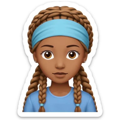 big lose braided woman face wiith big visible braids and mono color headband on head sticker