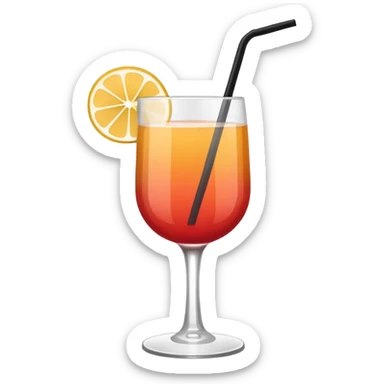 Minimalistic flat vector icon, iOS style, thin black contour on white background. Cocktail glass with a straw. Clean, no text, no shadows. sticker
